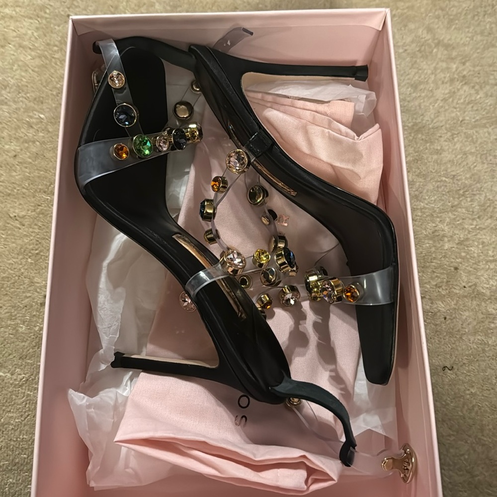 Sophia Webster Rosalind Gem Sandal Black & Rainbow Embellished